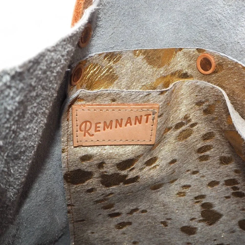 Remnant The‎ Rambler Leather Cream/ Brown / Gold Hide Bag Purse 15